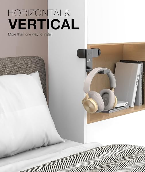 APPHOME APPHOME Foldable Headphone Stand: Space-Saving Aluminum Hanger for Gaming & PC Accessories - Under Desk Clamp Hook (Black) - View 9 of 10