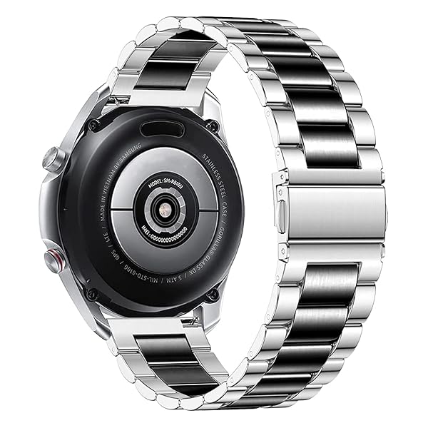 SPINYE SPINYE Stainless Steel Band for Samsung Galaxy Watch 6 5 4 3 Compatible Replacement Strap for Men and Women Silver Black 20mm - View 2 of 7