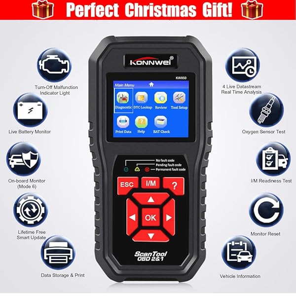 KONNWEI Professional KONNWEI OBD2 Scanner KW850: Auto Diagnostic Tool for All OBDII Cars Since 1996 - View 3 of 8