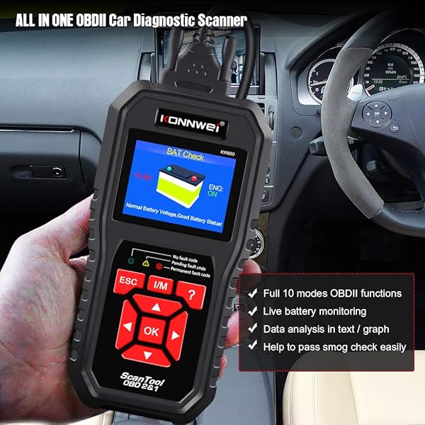 KONNWEI Professional KONNWEI OBD2 Scanner KW850: Auto Diagnostic Tool for All OBDII Cars Since 1996 - View 7 of 8