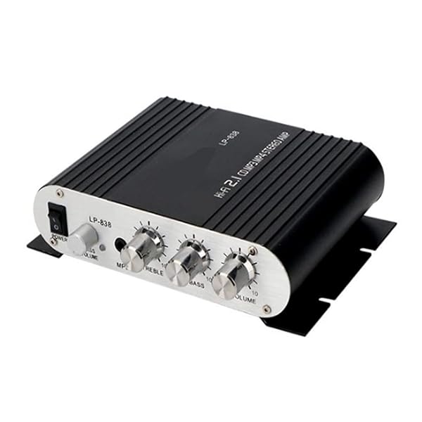 2x15W + 20W Hi-Fi 2.1CH Audio Power Amplifier for Home & Car - Digital Subwoofer Amp for MP3/MP4/PC Speakers (Black)