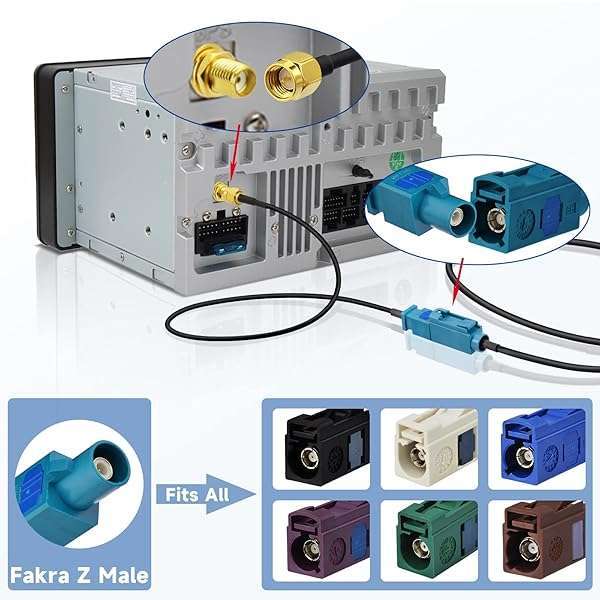 BINGFU Bingfu 30cm Fakra Z Male to SMA Male Antenna Adapter for Car Stereo & GPS - Perfect for FM, AM, Sirius XM, 4G LTE & Bluetooth - View 5 of 11