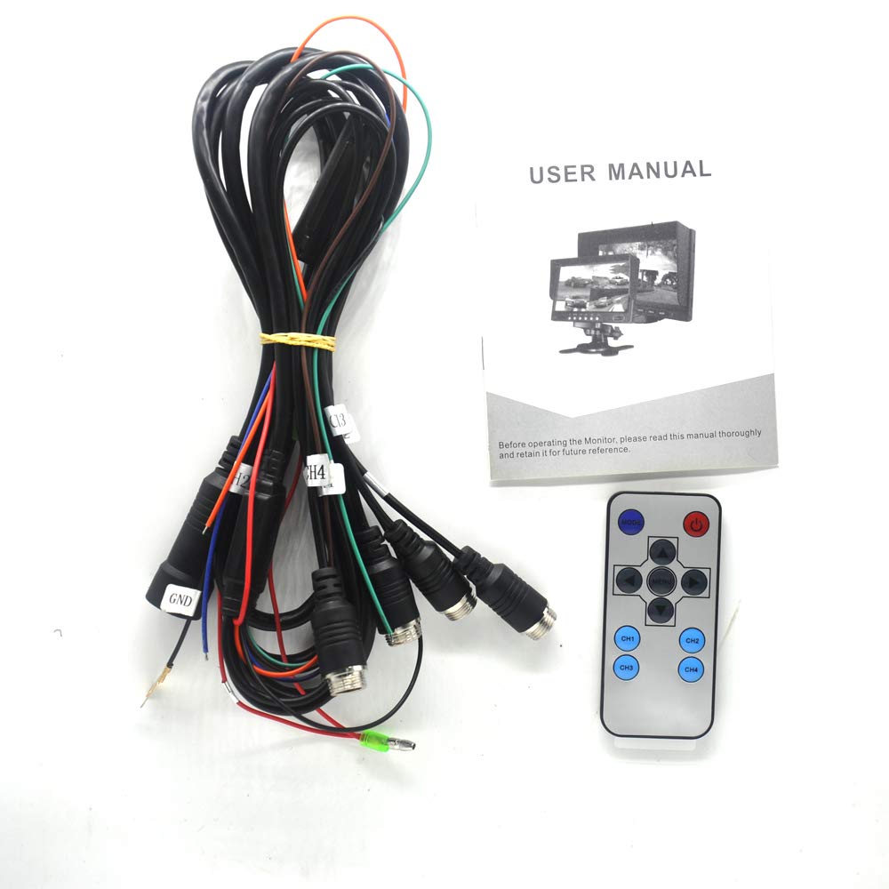 Padarsey Padarsey 9 Inch TFT LCD Car Rearview Quad Split Monitor with Remote Control and 4 Channels Shockproof 800480HD Screen and Sunshade - View 4 of 6