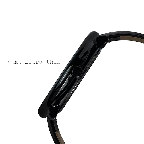 FIZILI Men's Unisex Minimalist Waterproof Military Watch with Classic Leather Strap & Black Pointer - View 3 of 8