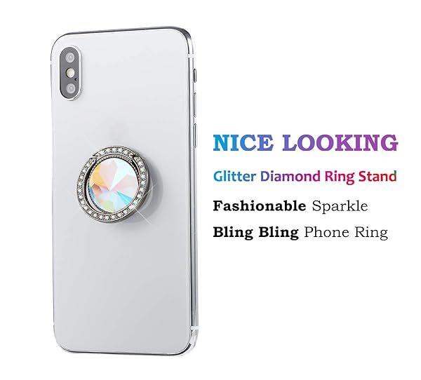 lenoup Lenoup Glitter Phone Ring Holder Sparkle Kickstand Crystal Rhinestone Finger Grip for Women Black - View 2 of 6