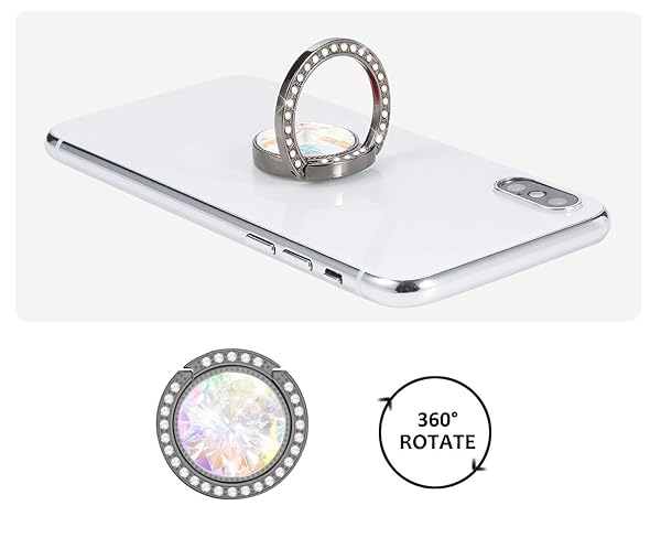 lenoup Lenoup Glitter Phone Ring Holder Sparkle Kickstand Crystal Rhinestone Finger Grip for Women Black - View 3 of 6