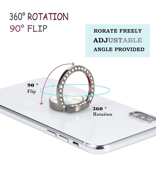 lenoup Lenoup Glitter Phone Ring Holder Sparkle Kickstand Crystal Rhinestone Finger Grip for Women Black - View 4 of 6