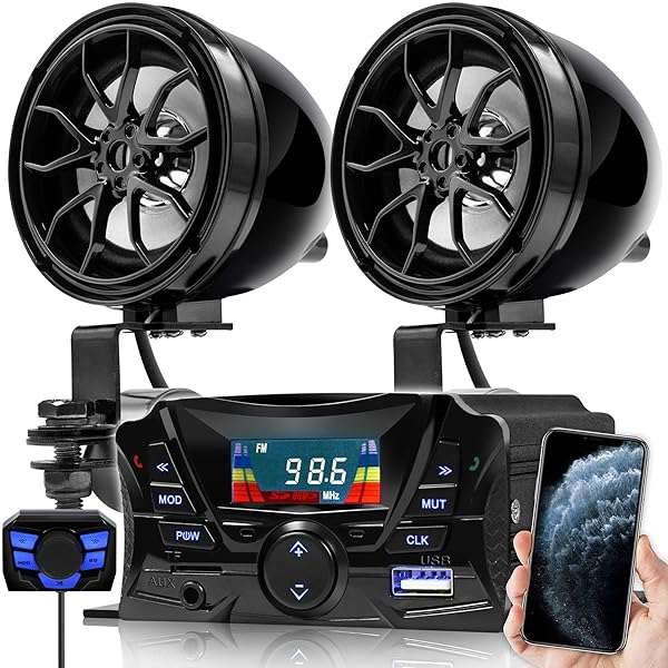 GoHawk GoHawk TS3 Gen.3 Weatherproof Bluetooth Speakers for Motorcycles & ATVs - 2-Speaker Audio System with AUX, USB, Micro SD, FM Radio