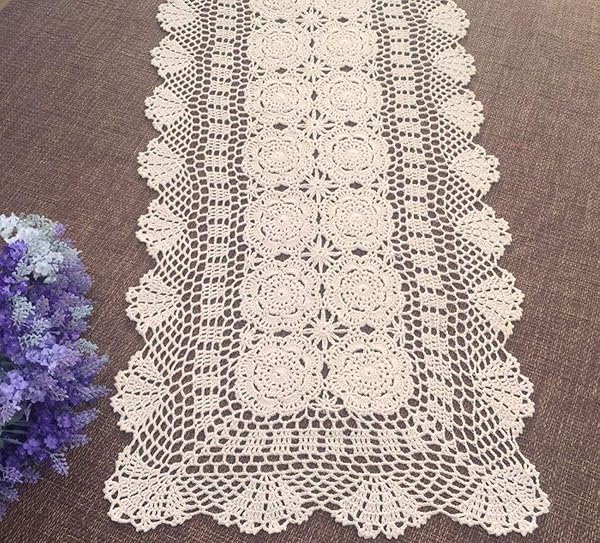 Damanni Damanni Rectangular Cotton Handmade Crochet Lace Table Runner Doilies Table Dresser Scarf DÃ©cor,16 Inch by 55 Inch?Beige