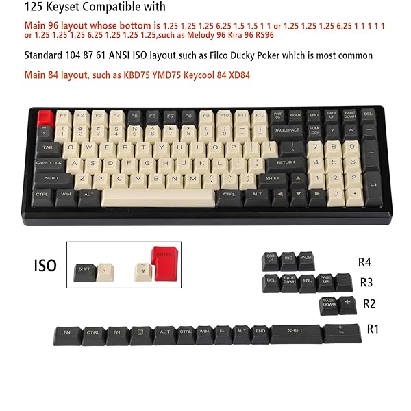 YMDK YMDK 125 Keys ANSI ISO Keyset - Thick PBT Keycaps for Cherry MX Mechanical Keyboards (Gray Beige) - View 3 of 5