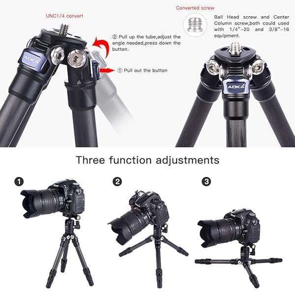 AOKA AOKA 15.7in/0.97lb Lightweight Compact Carbon Fiber Tripod with 360Â° Ballhead Travel Mini Tripod for Mobile Phone and Compact Mirrorless Cameras 28-Inch - View 5 of 7