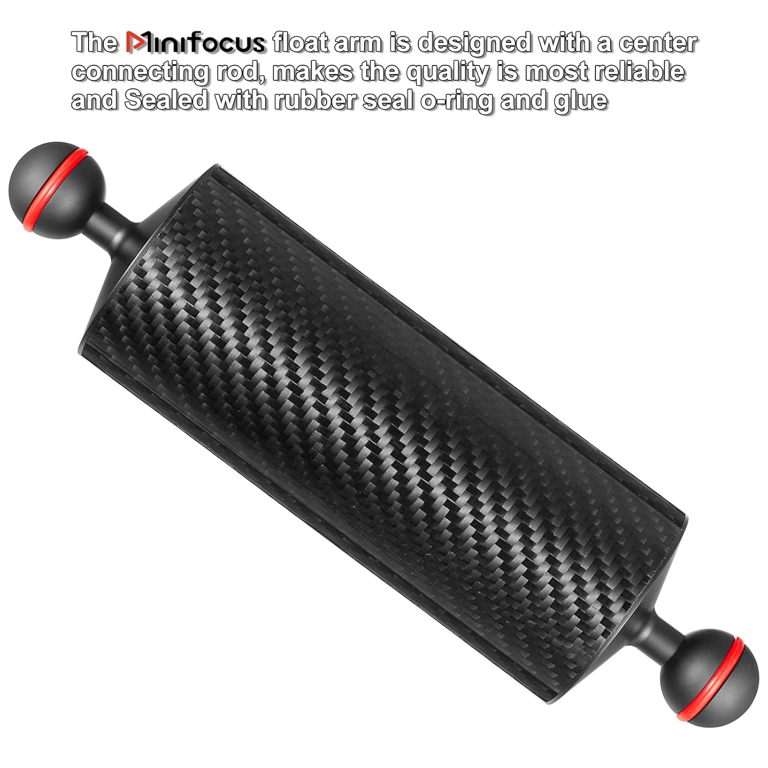 MINIFOCUS MINIFOCUS 2PCS Carbon Fiber Underwater Float Arm 8 Inch Dual Ball Buoyancy System for Diving Tray Video Light Strobe - View 6 of 7