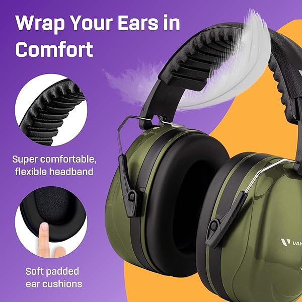 Vanderfields Vanderfields Hearing Protection Ear Muffs 33dB Noise Cancelling Safety Headphones for Shooting Lawn Mowing DIY Construction Woodworking - View 6 of 9