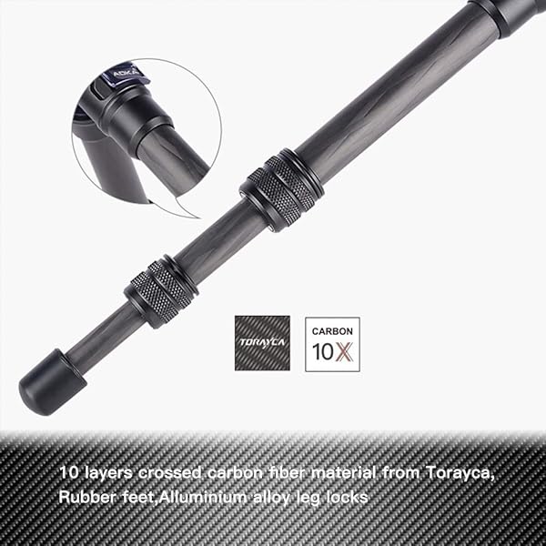 AOKA AOKA 28in/1.1lb Lightweight Compact Carbon Fiber Tripod with 360Â° Ballhead Travel Mini Tripod for Mobile Phone and Compact Mirrorless Cameras Black - View 3 of 7