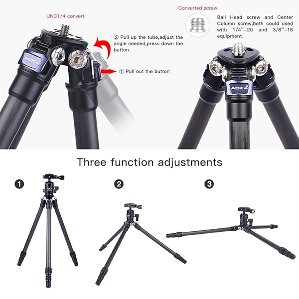 AOKA AOKA 28in/1.1lb Lightweight Compact Carbon Fiber Tripod with 360Â° Ballhead Travel Mini Tripod for Mobile Phone and Compact Mirrorless Cameras Black - View 5 of 7