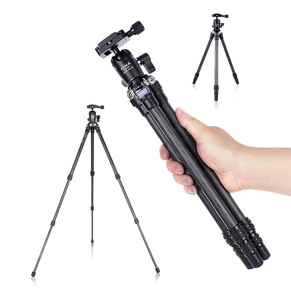 AOKA AOKA 28in/1.1lb Lightweight Compact Carbon Fiber Tripod with 360Â° Ballhead Travel Mini Tripod for Mobile Phone and Compact Mirrorless Cameras Black
