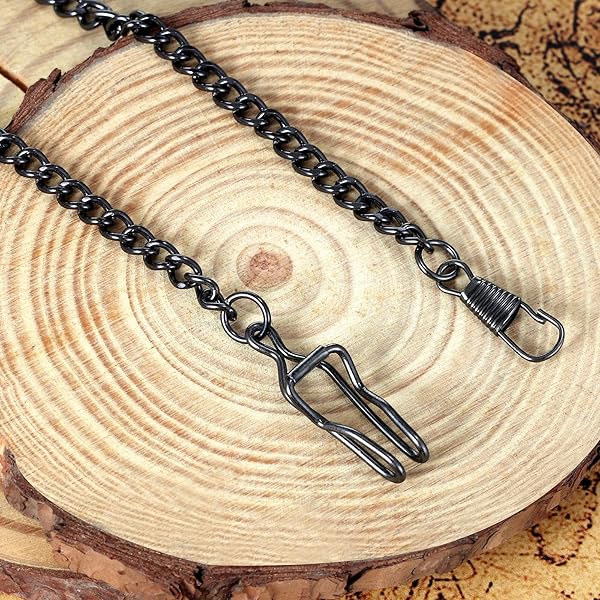 TREEWETO TREEWETO Black Pocket Watch Vest Chain 14.7 Inch Durable Stylish Accessory for Men - View 3 of 8