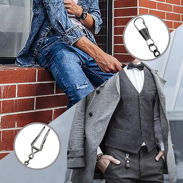 TREEWETO TREEWETO Black Pocket Watch Vest Chain 14.7 Inch Durable Stylish Accessory for Men - View 7 of 8