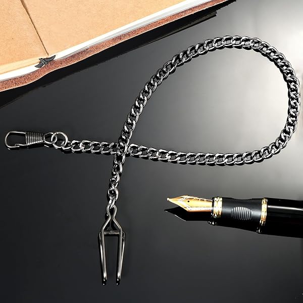 TREEWETO TREEWETO Black Pocket Watch Vest Chain 14.7 Inch Durable Stylish Accessory for Men - View 8 of 8