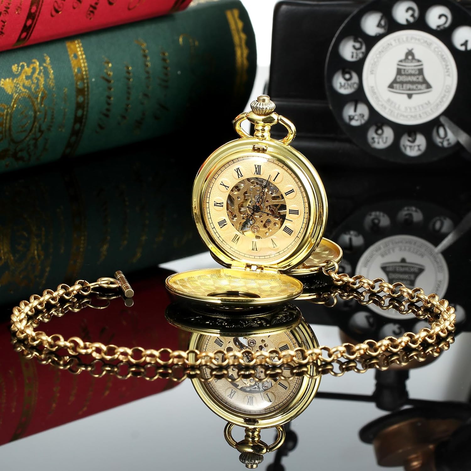 TREEWETO TREEWETO Gold Pocket Watch Vest Chain 14.7 Inch Durable Stylish Accessory for Men - View 3 of 7