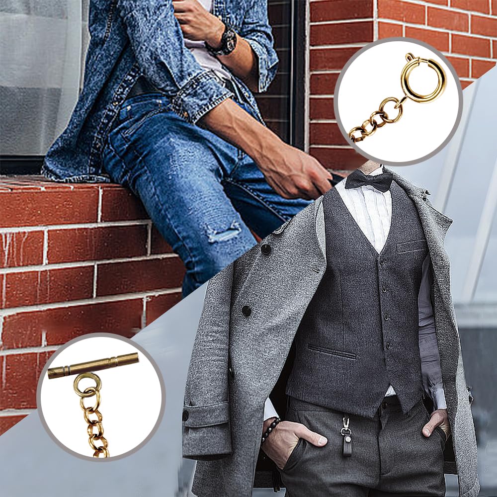 TREEWETO TREEWETO Gold Pocket Watch Vest Chain 14.7 Inch Durable Stylish Accessory for Men - View 6 of 7