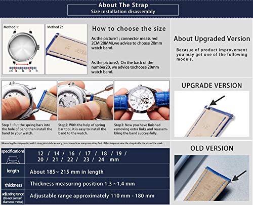 BINLUN BINLUN Leather Watch Strap Quick Release with Silver Buckle 12mm for Men Women Stylish and Durable Watch Band in White - View 6 of 6