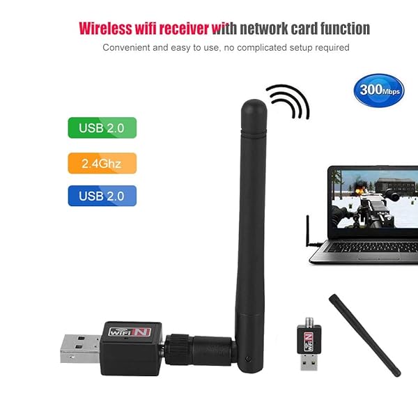 Mugast USB 2.0 Network Adapter - 300Mbps 2.4GHz Card for Windows & Linux | Fast 802.11b/g/n Connectivity - View 3 of 10