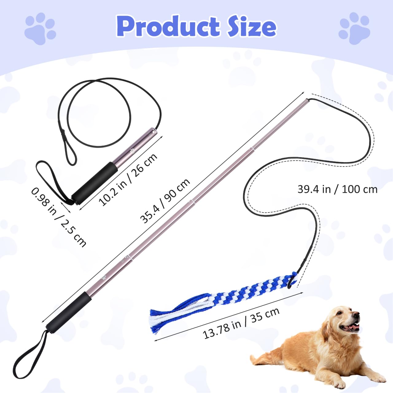 POPETPOP POPETPOP Flirt Pole for Dogs Interactive Teaser Wand with Rope Chew Toys for Training and Exercise Outdoor Fun Size L - View 2 of 7