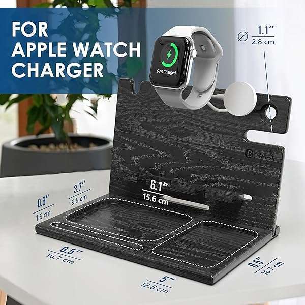 BarvA BARVA Wood Docking Station: Perfect Birthday Gift for Men & Dads - Multi-Device Charging Stand & Nightstand Organizer - View 7 of 8