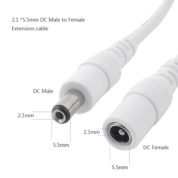 Liwinting Liwinting 4pcs 2m DC Extension Cable 12V Power Adapter Plug Male to Female Wire for CCTV Security Camera White - View 4 of 7