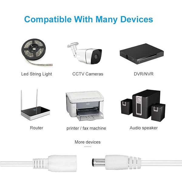 Liwinting Liwinting 4pcs 2m DC Extension Cable 12V Power Adapter Plug Male to Female Wire for CCTV Security Camera White - View 5 of 7