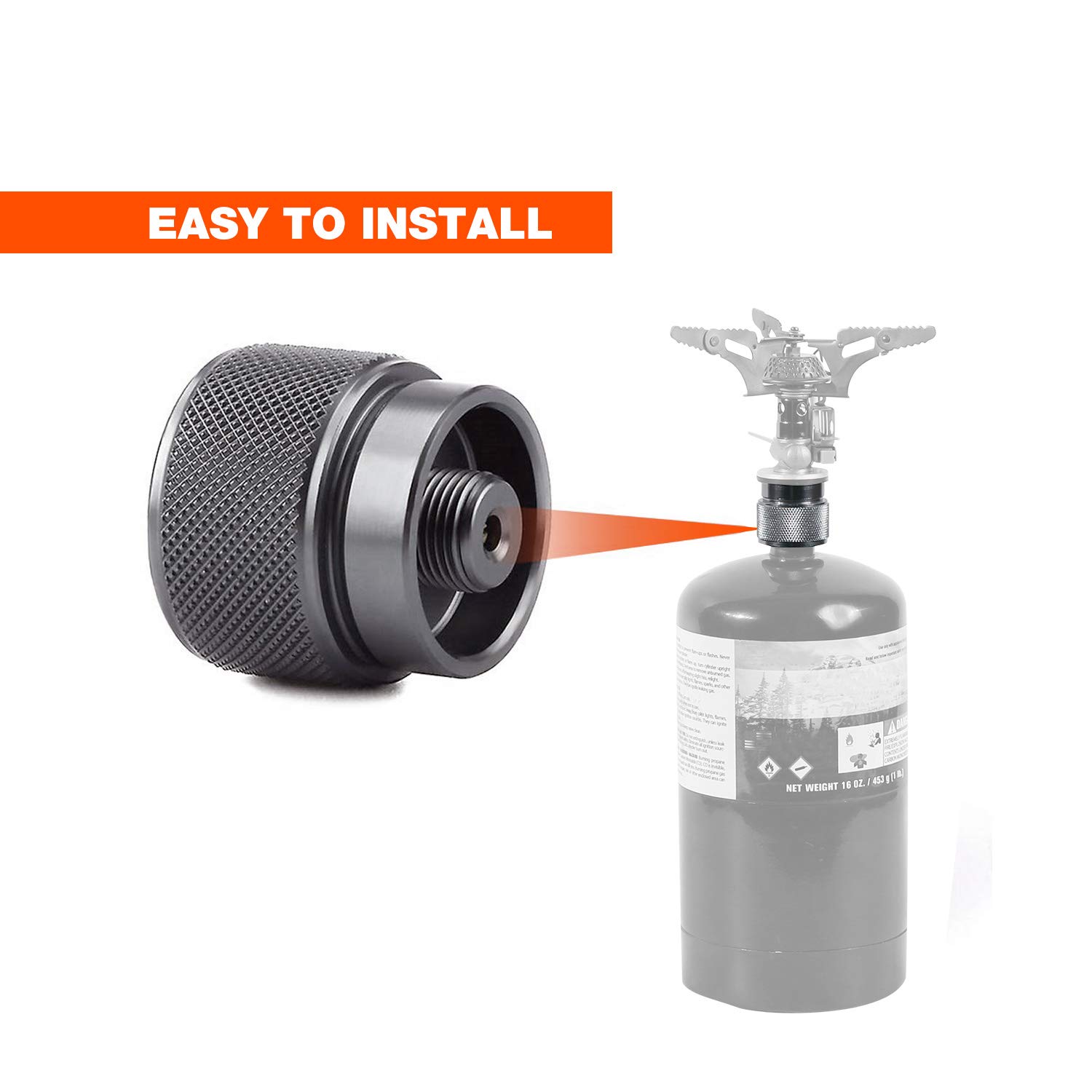 REDCAMP REDCAMP Small Propane Stove Adapter for 16oz 1lb Canister EN417 Lindal Valve Converter - View 6 of 7