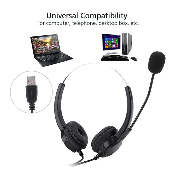 Ciglow USB Call Center Headset with Microphone 330 Degree Rotation and Mute Feature for Clear Communication - View 3 of 9