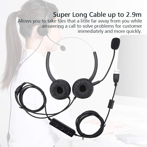 Ciglow USB Call Center Headset with Microphone 330 Degree Rotation and Mute Feature for Clear Communication - View 7 of 9