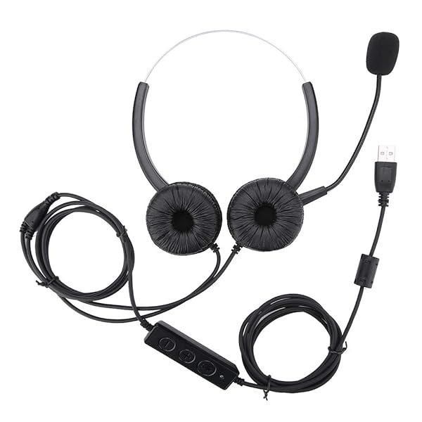 USB Call Center Headset with Microphone 330 Degree Rotation and Mute Feature for Clear Communication