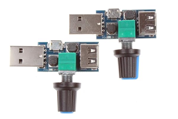 NOYITO NOYITO 5V USB Fan Speed Controller Regulator - Stepless Control, Pack of 2 for DC 4-12V to 2.5-8V, 5W Efficiency - View 4 of 6