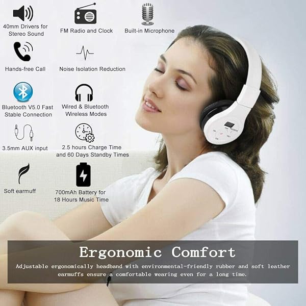 EXMAX EXMAX Wireless Over Ear Bluetooth Headphones with Noise Cancellation and AUX Cable for Music and Travel - View 3 of 9