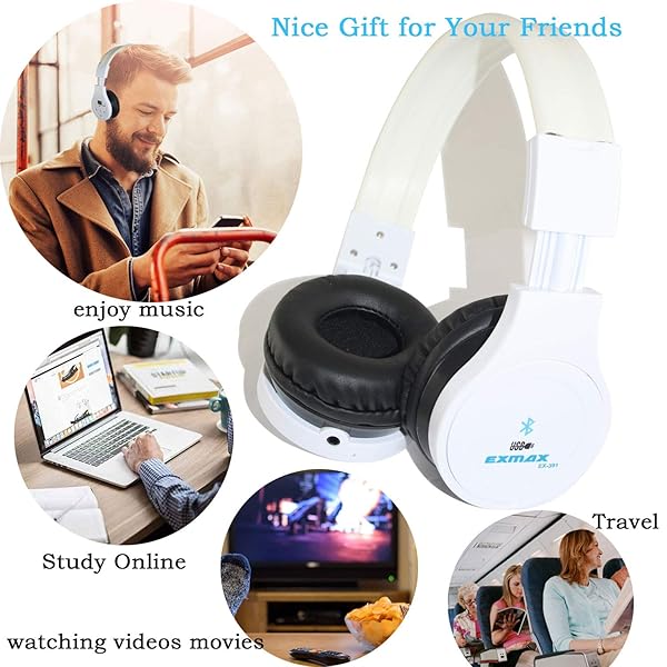 EXMAX EXMAX Wireless Over Ear Bluetooth Headphones with Noise Cancellation and AUX Cable for Music and Travel - View 7 of 9