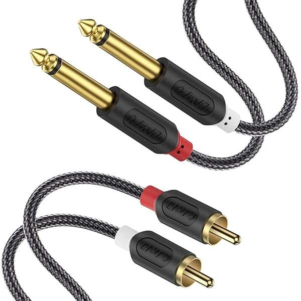J&D J&D 6ft RCA to 1/4 Audio Cable - Gold Plated Dual 1/4 TS to RCA Interconnect for Superior Sound Quality