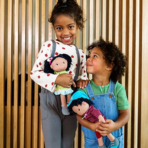 HABA HABA Cari 12 Inch Black Baby Doll with Pigtails Embroidered Face Removable Dress Machine Washable for Ages 18 Months and Up - View 5 of 9