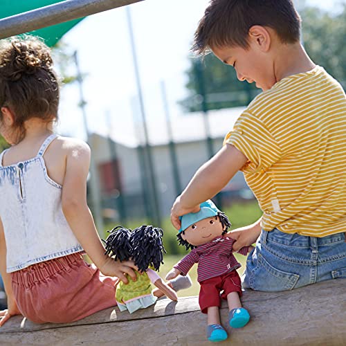 HABA HABA Cari 12 Inch Black Baby Doll with Pigtails Embroidered Face Removable Dress Machine Washable for Ages 18 Months and Up - View 7 of 9