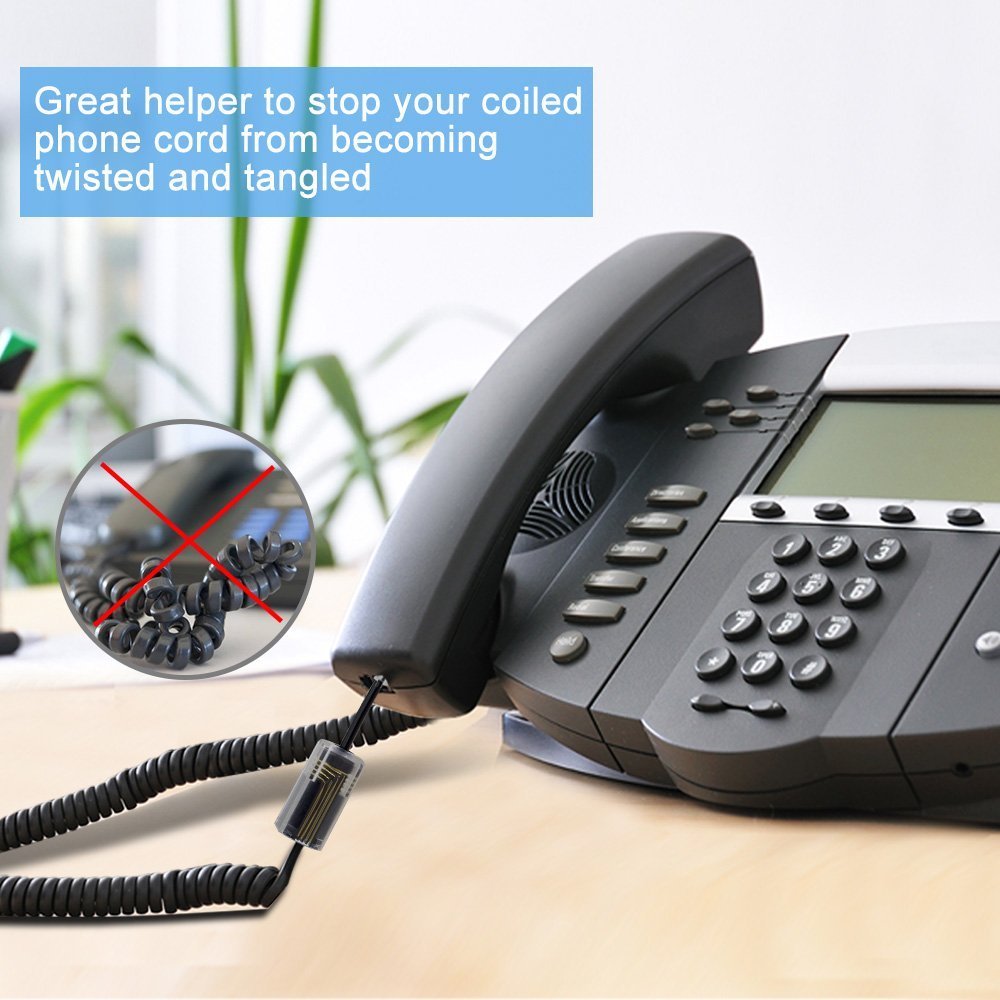 AIMIJIA 13 Ft Telephone Cord Detangler - AIMIJIA Black Coiled Handset Accessory for Landline Phones - View 5 of 5