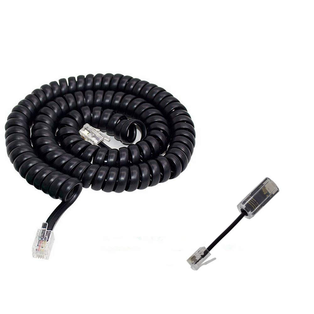 AIMIJIA 13 Ft Telephone Cord Detangler - AIMIJIA Black Coiled Handset Accessory for Landline Phones