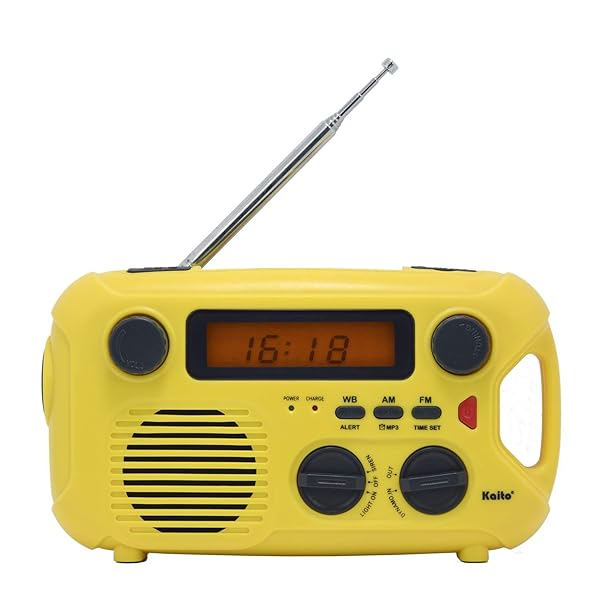 KA580 Emergency Radio: Solar, Dynamo, AM/FM & NOAA Alerts, MP3 Player & Phone Charger - Essential Survival Gear (Yellow)