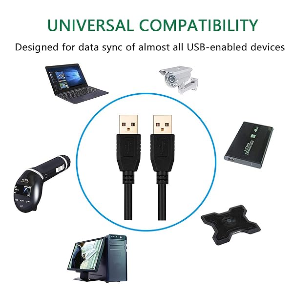 Tan QY USB A to A Male Cable 50Ft Tan QY Double End USB Cord with Gold-Plated Connector for Hard Drive Enclosures and Laptop Cooler - View 7 of 7