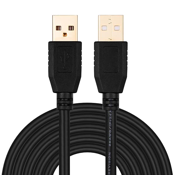 USB A to A Male Cable 50Ft Tan QY Double End USB Cord with Gold-Plated Connector for Hard Drive Enclosures and Laptop Cooler