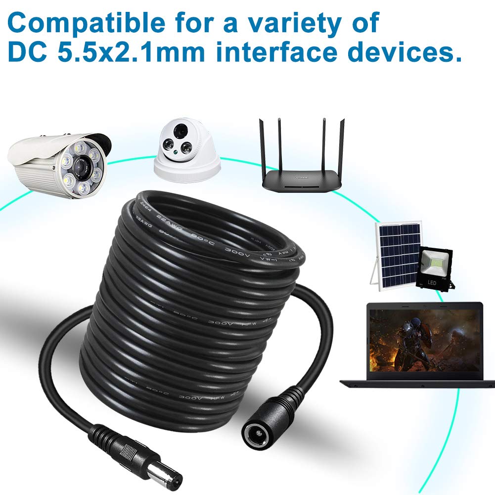 SIOCEN SIOCEN 33FT DC Power Extension Cable 2.1mm x 5.5mm for CCTV Security Camera LED Strip and Car Power Supply Adapter - View 7 of 7
