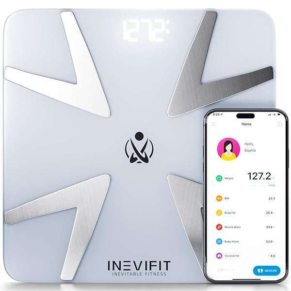 INEVIFIT INEVIFIT Smart Body Fat Scale: Accurate Bluetooth Analyzer for Weight, Body Fat, Muscle & More - Unlimited Users