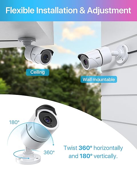 ZOSI ZOSI 2MP 1080P HD-TVI CCTV Camera with Audio & Night Vision - Weatherproof Indoor/Outdoor Security Solution - View 7 of 9