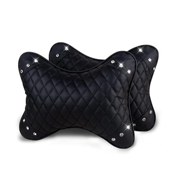 eing Car Neck Pillow 2 Pack - Breathable Bling Crystal Headrest for Comfort & Support in Travel, Auto & Home